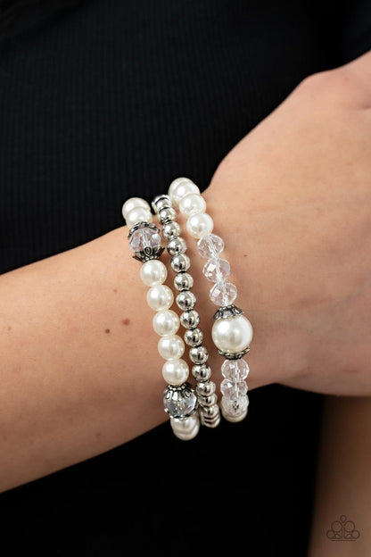 Paparazzi Accessories - Positively Polished - White Bracelet - Bling by JessieK