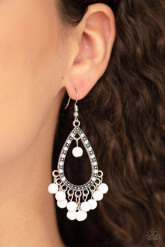 Paparazzi Accessories - Positively Prismatic - White Earrings - Bling by JessieK