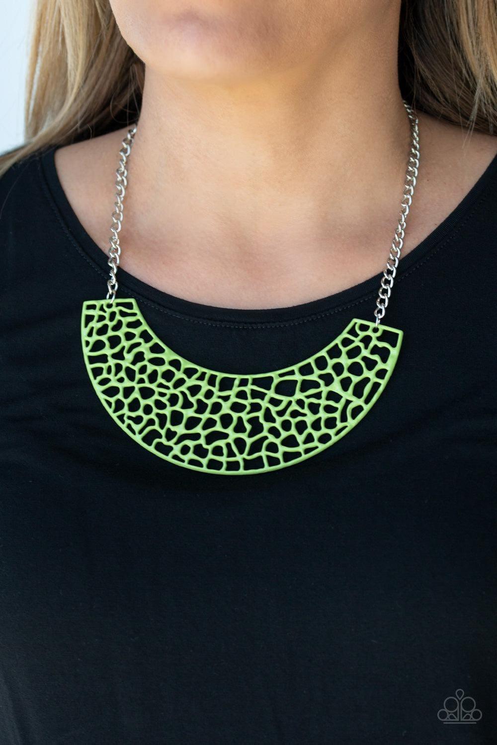 Paparazzi Accessories - Powerful Prowl - Green Necklace - Bling by JessieK