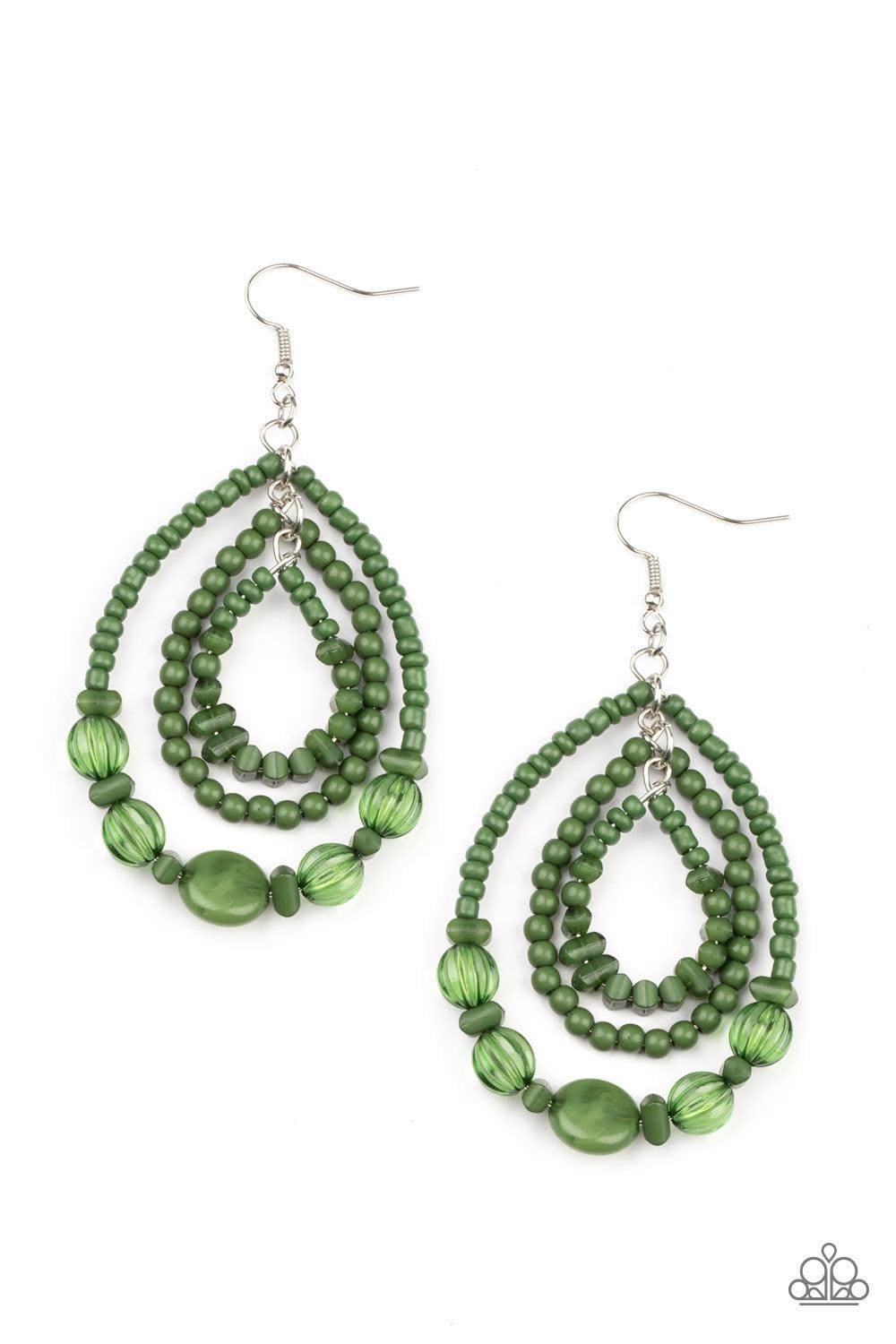 Paparazzi Accessories - Prana Party - Green Earrings - Bling by JessieK