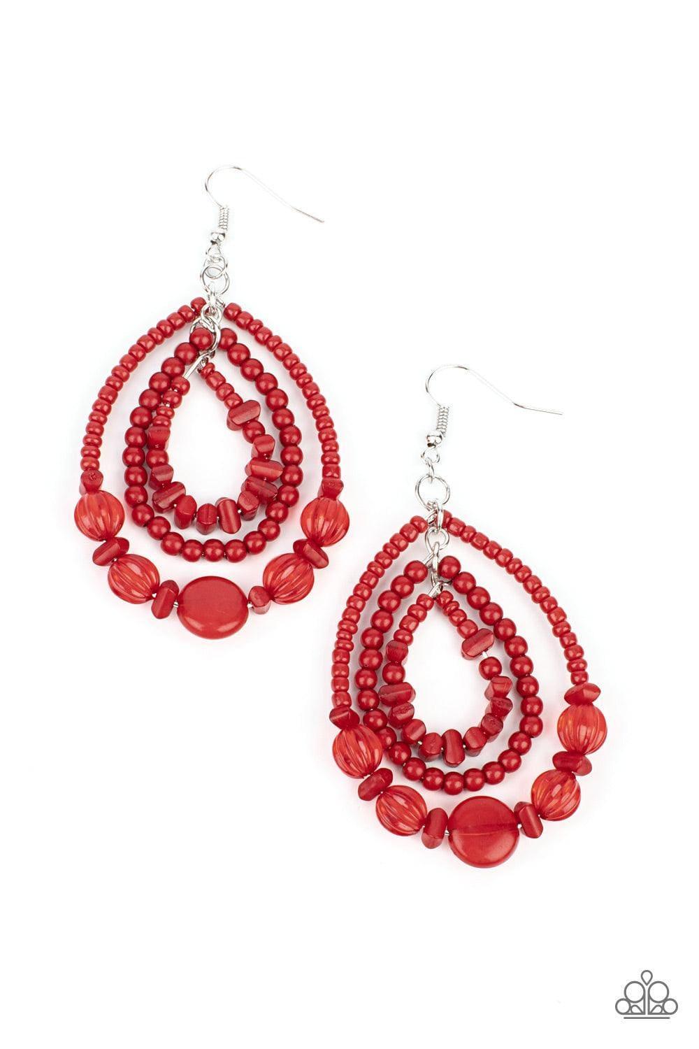 Paparazzi Accessories - Prana Party - Red Earrings - Bling by JessieK