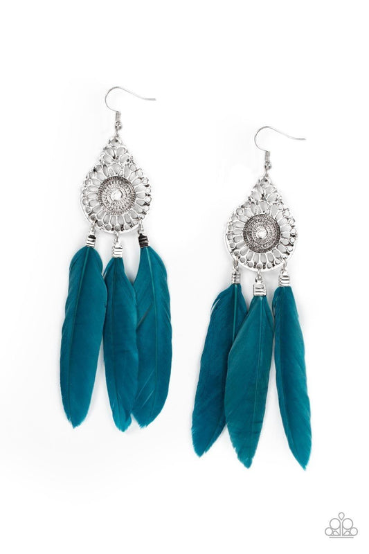 Paparazzi Accessories - Pretty In Plumes - Blue Earrings - Bling by JessieK