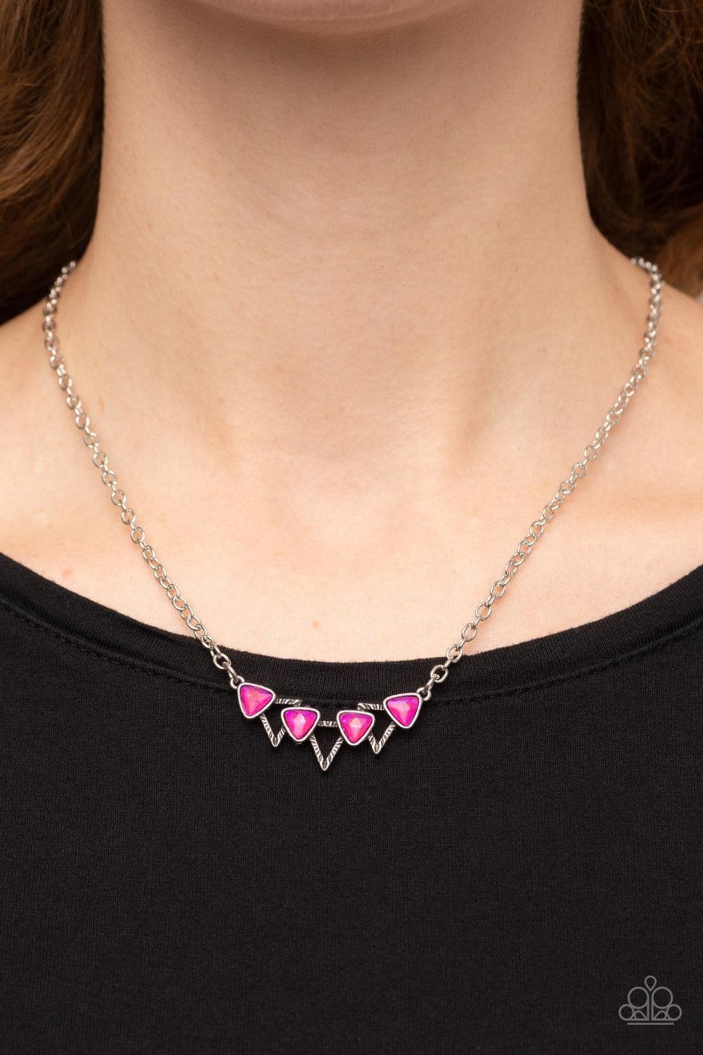 Paparazzi Accessories - Pyramid Prowl - Pink Necklace - Bling by JessieK