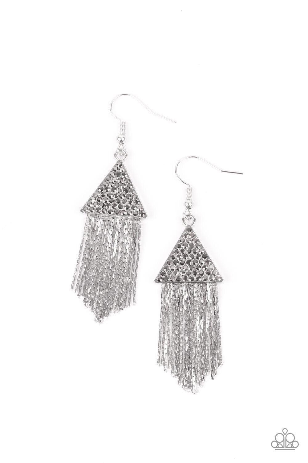 Paparazzi Accessories - Pyramid Sheen - Silver Earring - Bling by JessieK