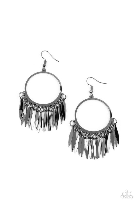 Paparazzi Accessories - Radiant Chimes - Black Earrings - Bling by JessieK