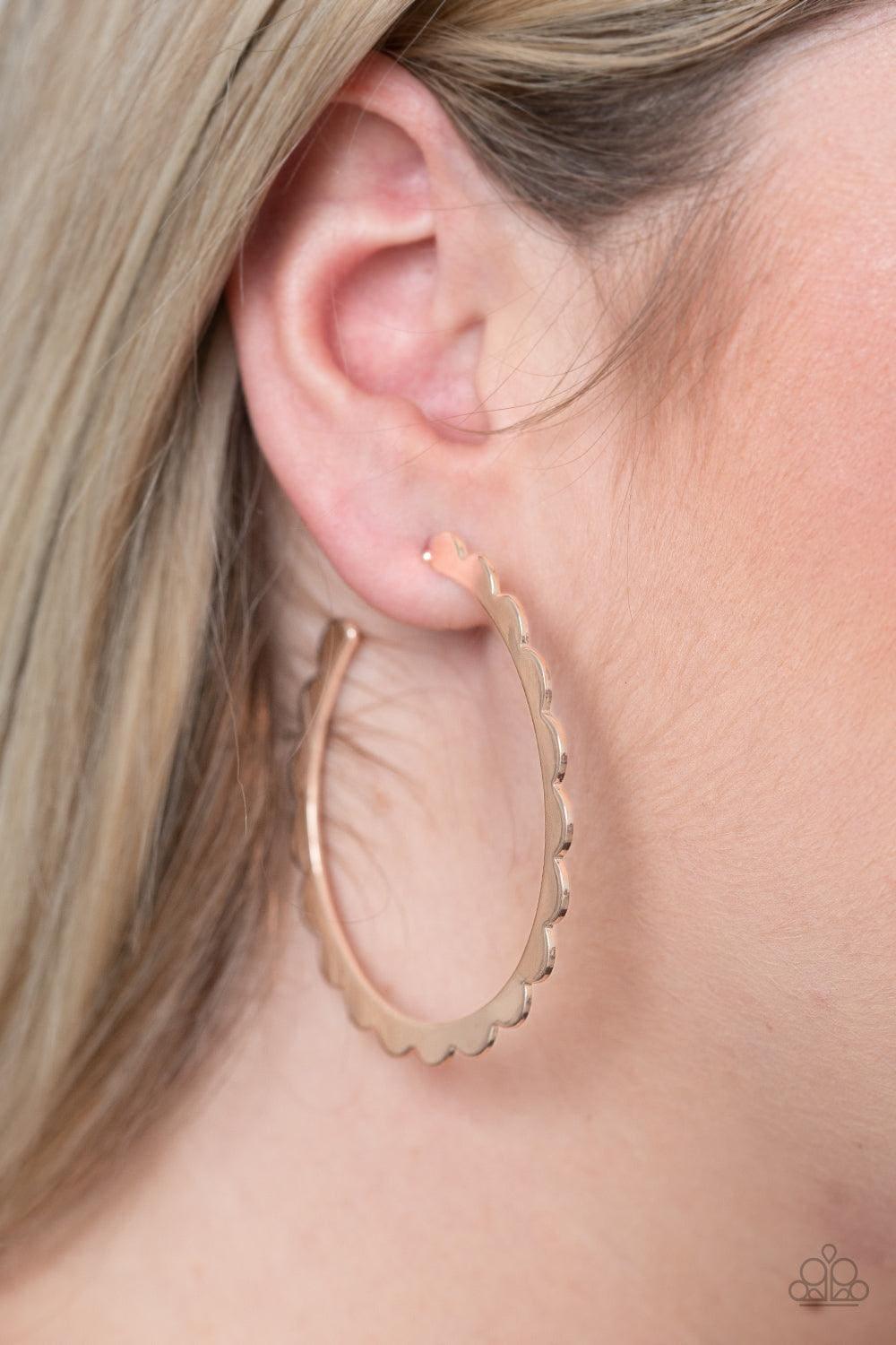 Paparazzi Accessories - Radiant Ridges - Rose Gold Earrings - Bling by JessieK
