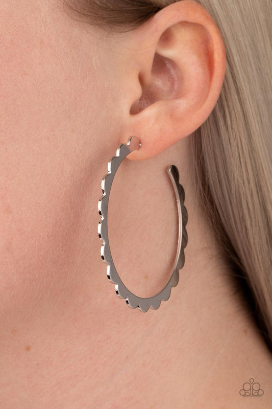 Paparazzi Accessories - Radiant Ridges - Silver Hoop Earrings - Bling by JessieK
