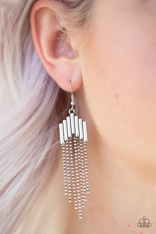 Paparazzi Accessories - Radically Retro - Silver Earrings - Bling by JessieK