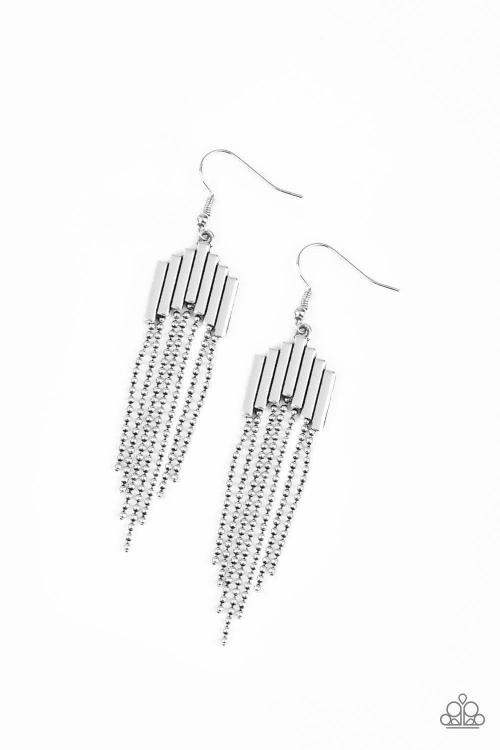 Paparazzi Accessories - Radically Retro - Silver Earrings - Bling by JessieK