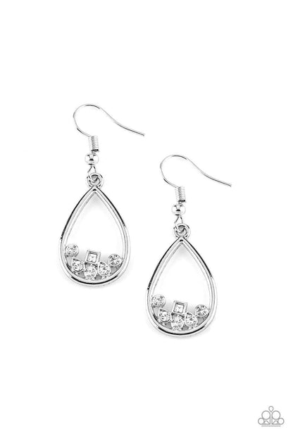 Paparazzi Accessories - Raindrop Radiance - White Dainty Earrings - Bling by JessieK