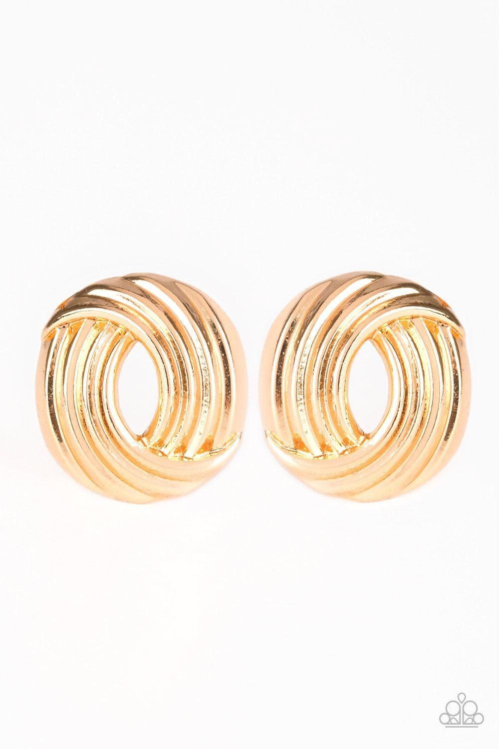 Paparazzi Accessories - Rare Refinement - Gold Post Earrings - Bling by JessieK