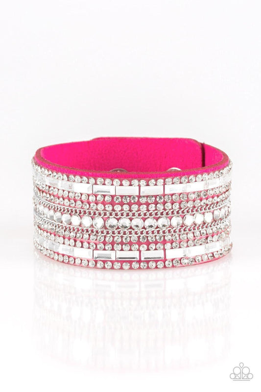 Paparazzi Accessories - Rebel Radiance - Pink Snap Bracelet - Bling by JessieK