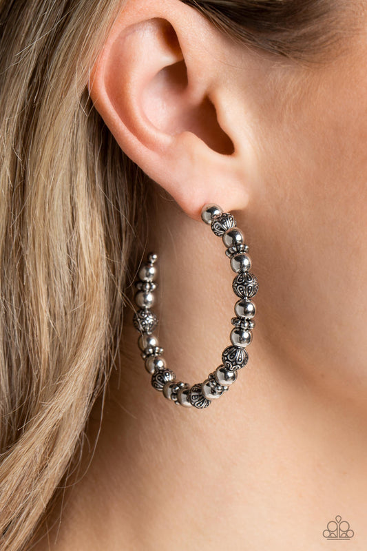 Paparazzi Accessories - Rebuilt Ruins - Silver Hoop Earrings - Bling by JessieK