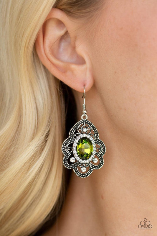 Paparazzi Accessories - Reign Supreme - Green Earrings - Bling by JessieK