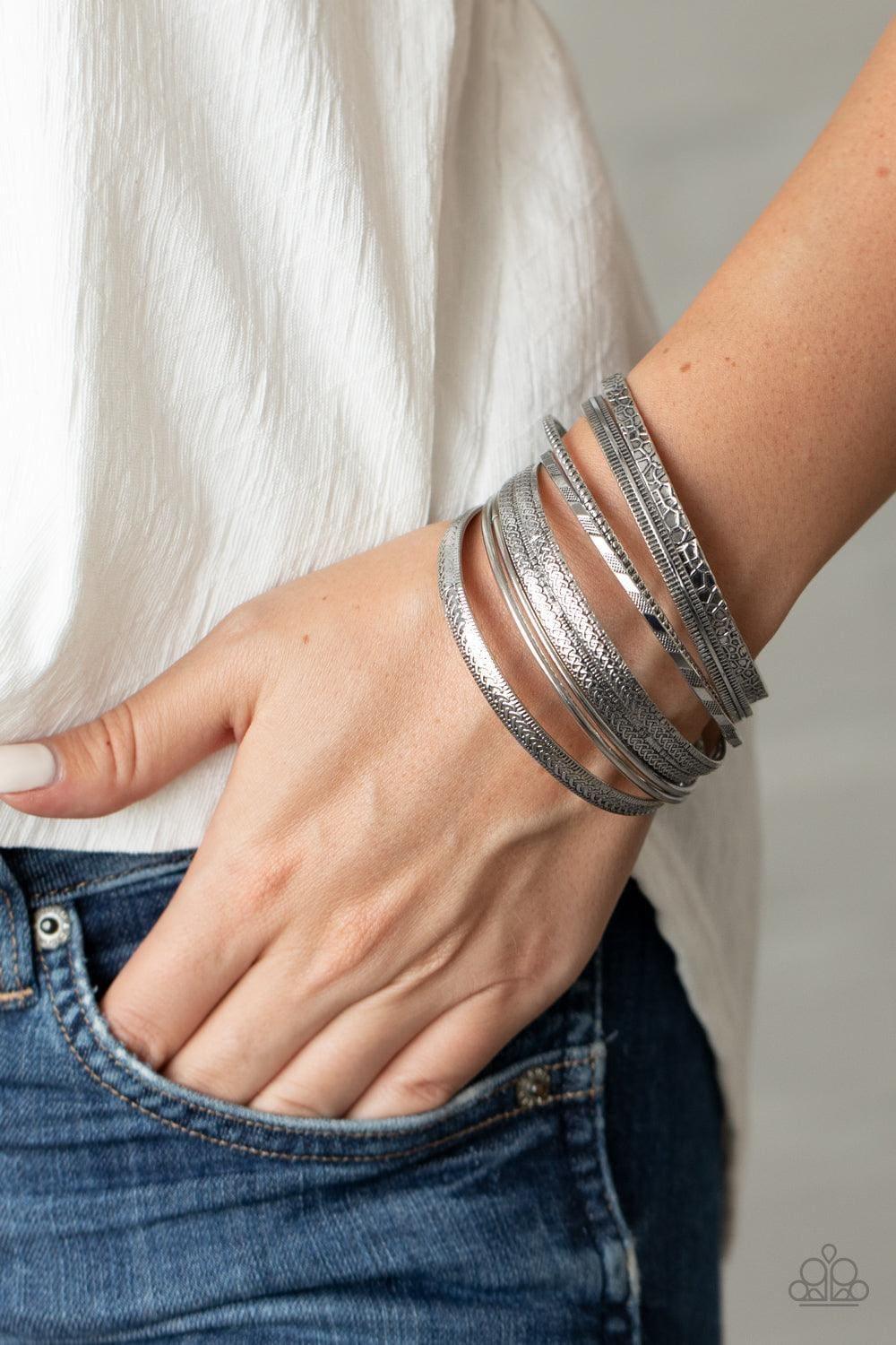 Paparazzi Accessories - Relics On Repeat - Silver Bracelets - Bling by JessieK