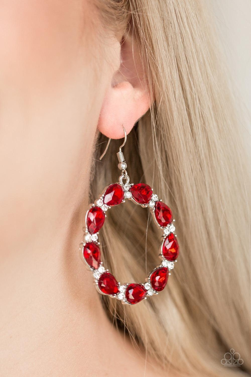 Paparazzi Accessories - Ring Around The Rhinestones - Red Earrings - Bling by JessieK