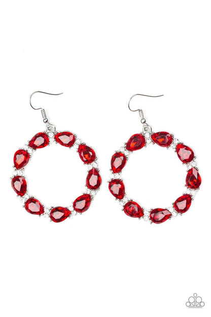 Paparazzi Accessories - Ring Around The Rhinestones - Red Earrings - Bling by JessieK