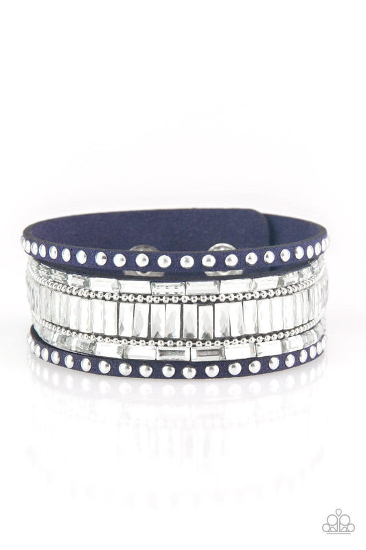 Paparazzi Accessories - Rock Star Rocker - Blue Snap Bracelet - Bling by JessieK