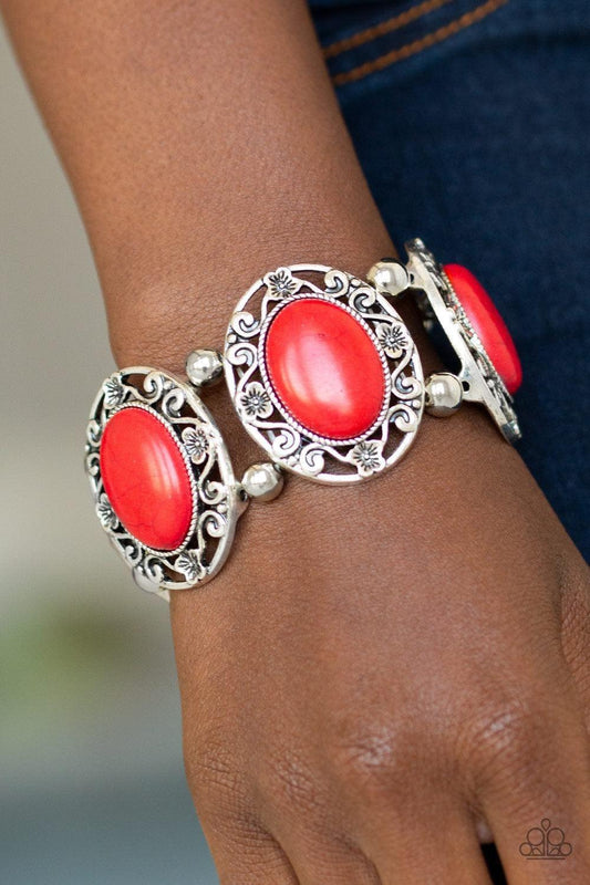 Paparazzi Accessories - Rodeo Rancho - Red Stretch Bracelet - Bling by JessieK