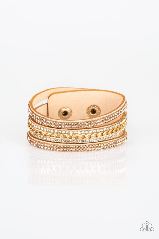 Paparazzi Accessories - Rollin In Rhinestones - Gold Bracelet - Bling by JessieK