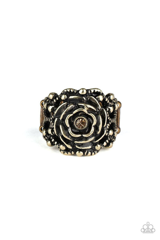 Paparazzi Accessories - Rose Garden Royal - Brass Ring - Bling by JessieK