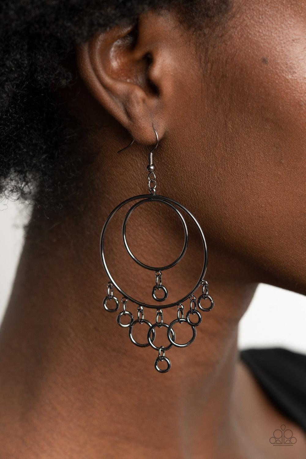 Paparazzi Accessories - Roundabout Radiance - Black Earrings - Bling by JessieK