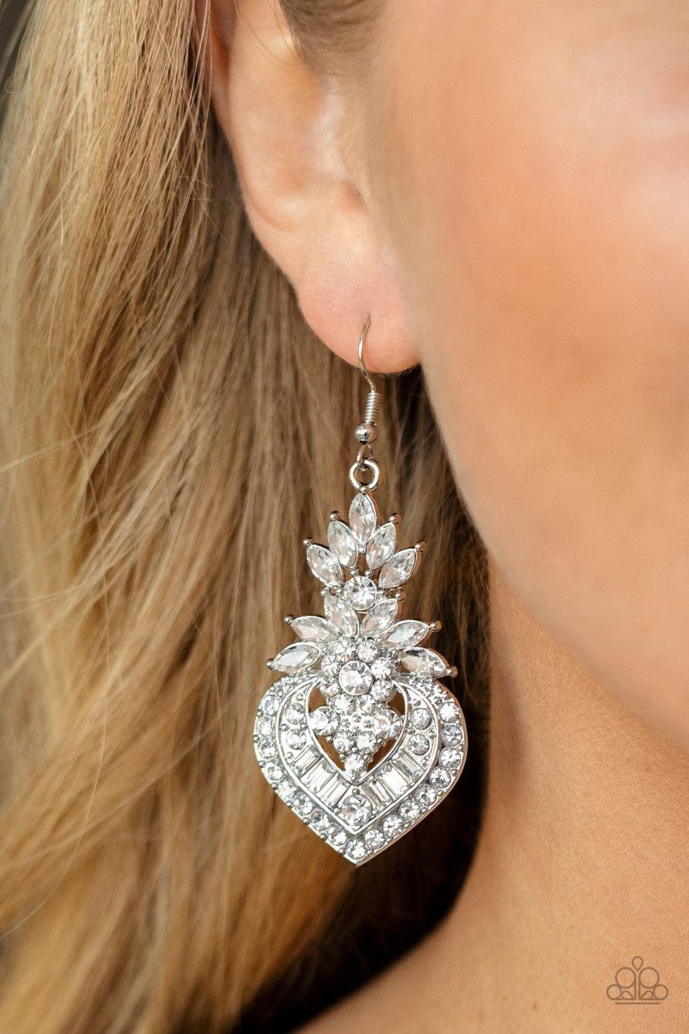 Paparazzi Accessories - Royal Hustle - White Earrings - Bling by JessieK