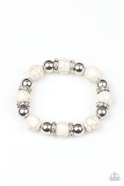 Paparazzi Accessories - Ruling Class Radiance - White Stretch Bracelet - Bling by JessieK
