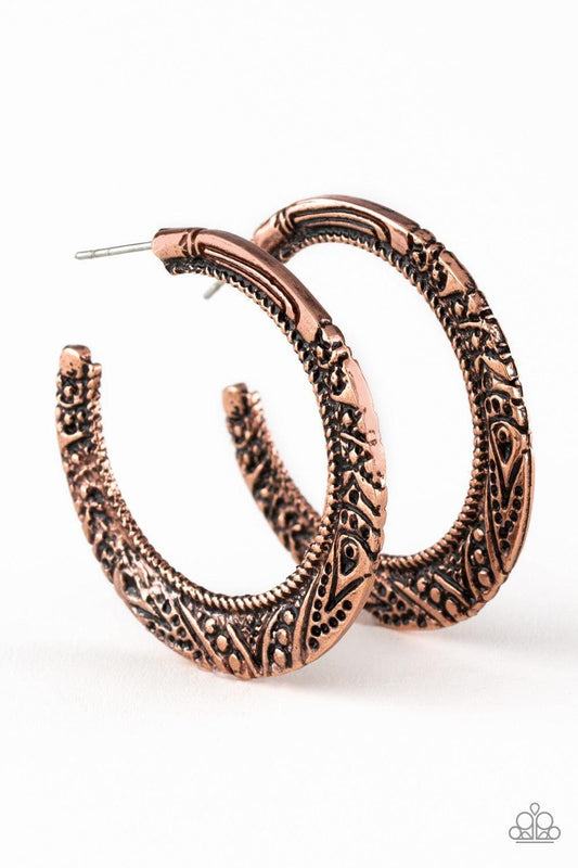 Paparazzi Accessories - Rumba Rendezvous - Copper Hoop Earrings - Bling by JessieK