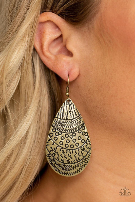 Paparazzi Accessories - Safari Splash - Brass Earrings - Bling by JessieK