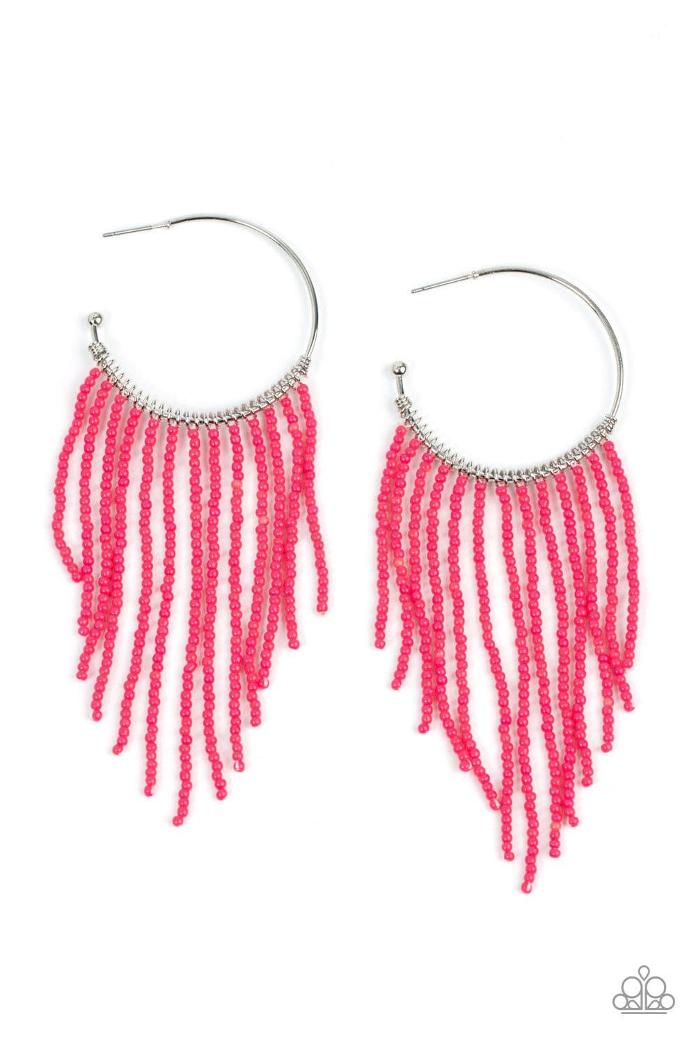 Paparazzi Accessories - Saguaro Breeze - Pink Hoop Earrings - Bling by JessieK