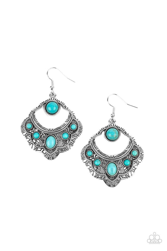 Paparazzi Accessories - Saguaro Sunset - Blue - Turquoise Earrings - Bling by JessieK