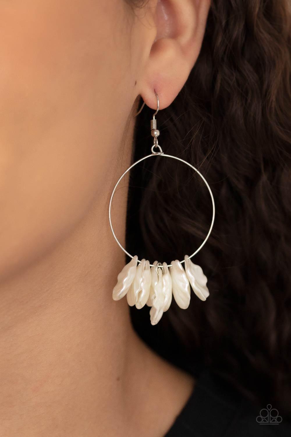 Paparazzi Accessories - Sailboats And Seashells - White Earrings - Bling by JessieK