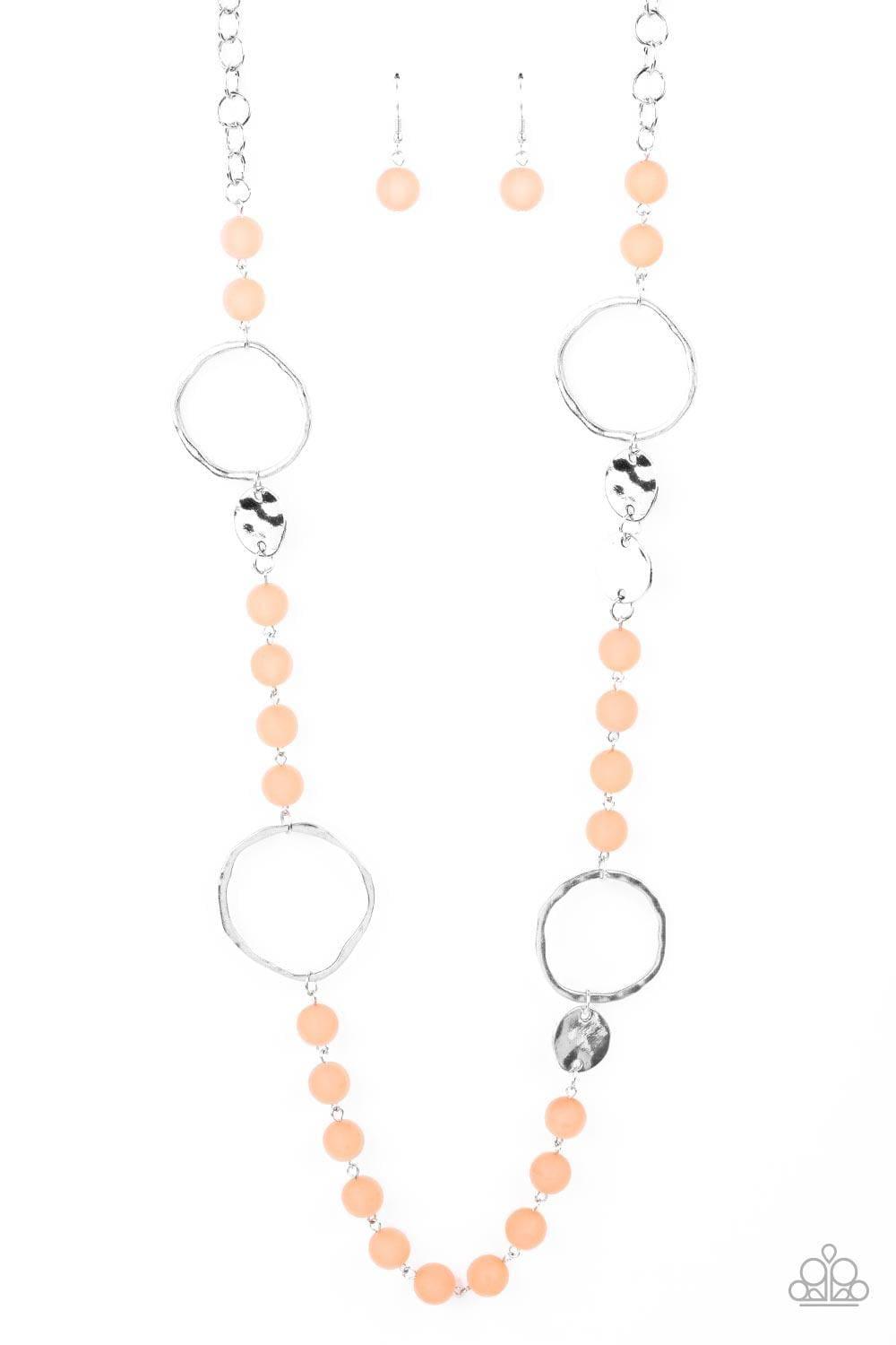 Paparazzi Accessories - Sea Glass Wanderer- Orange Necklace - Bling by JessieK