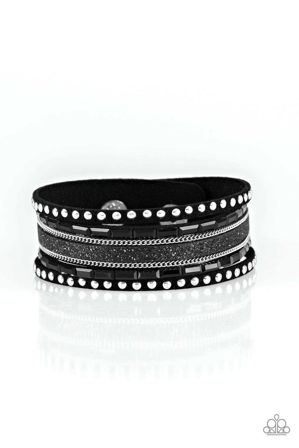 Paparazzi Accessories - Seize The Sass - Black Snap Bracelet - Bling by JessieK