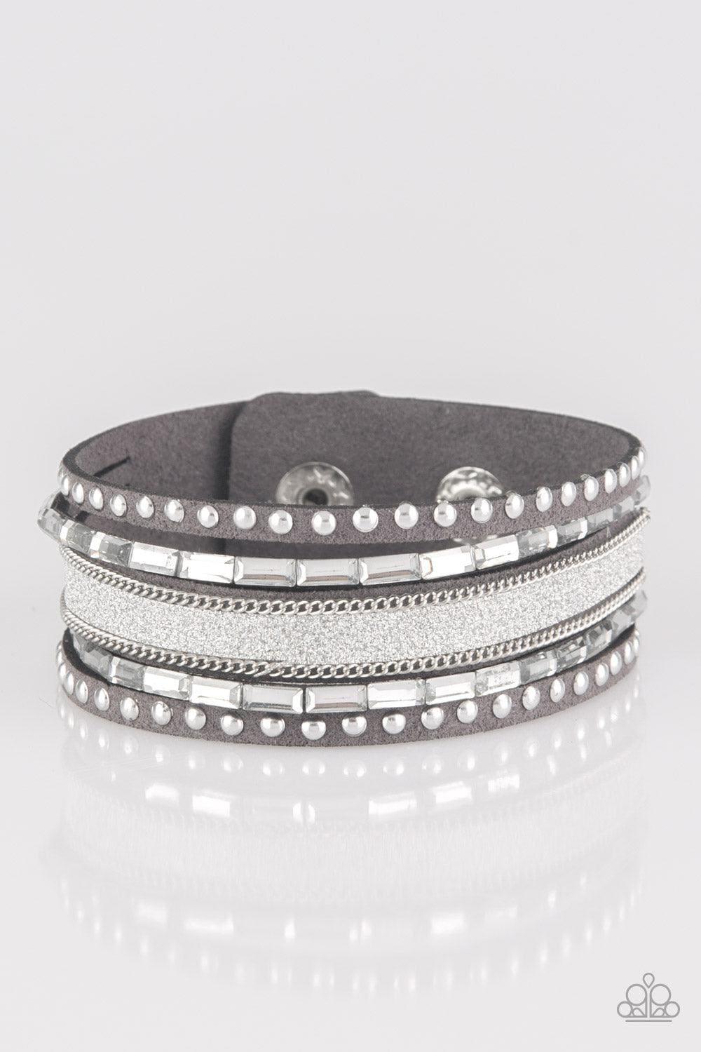 Paparazzi Accessories - Seize The Sass - Silver Snap Bracelet - Bling by JessieK