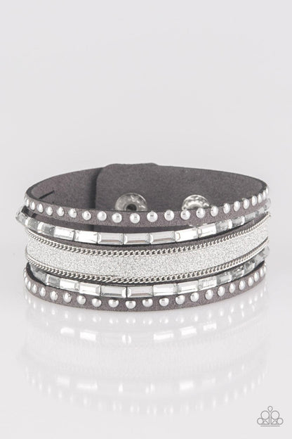 Paparazzi Accessories - Seize The Sass - Silver Snap Bracelet - Bling by JessieK