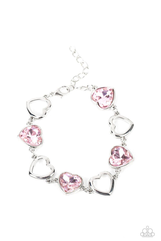 Paparazzi Accessories - Sentimental Sweethearts - Pink Bracelet - Bling by JessieK