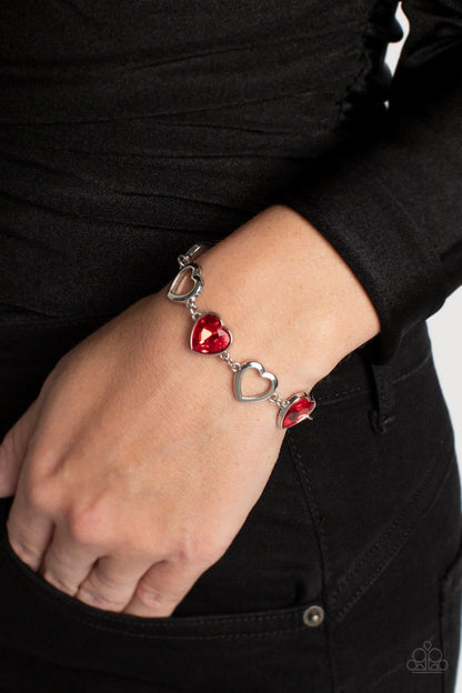Paparazzi Accessories - Sentimental Sweethearts - Red Bracelet - Bling by JessieK