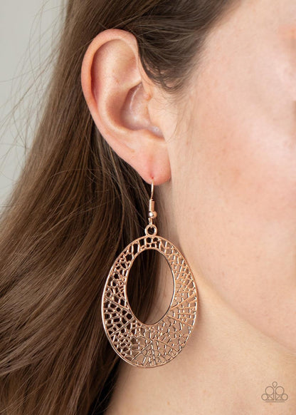 Paparazzi Accessories - Serenely Shattered - Rose Gold Earrings - Bling by JessieK