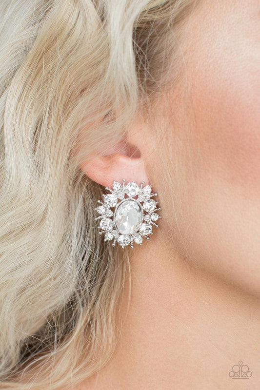 Paparazzi Accessories - Serious Star Power - White Earrings - Bling by JessieK