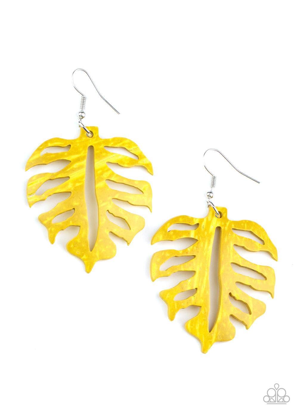 Paparazzi Accessories - Shake Your Palms Palms - Yellow Earrings - Bling by JessieK