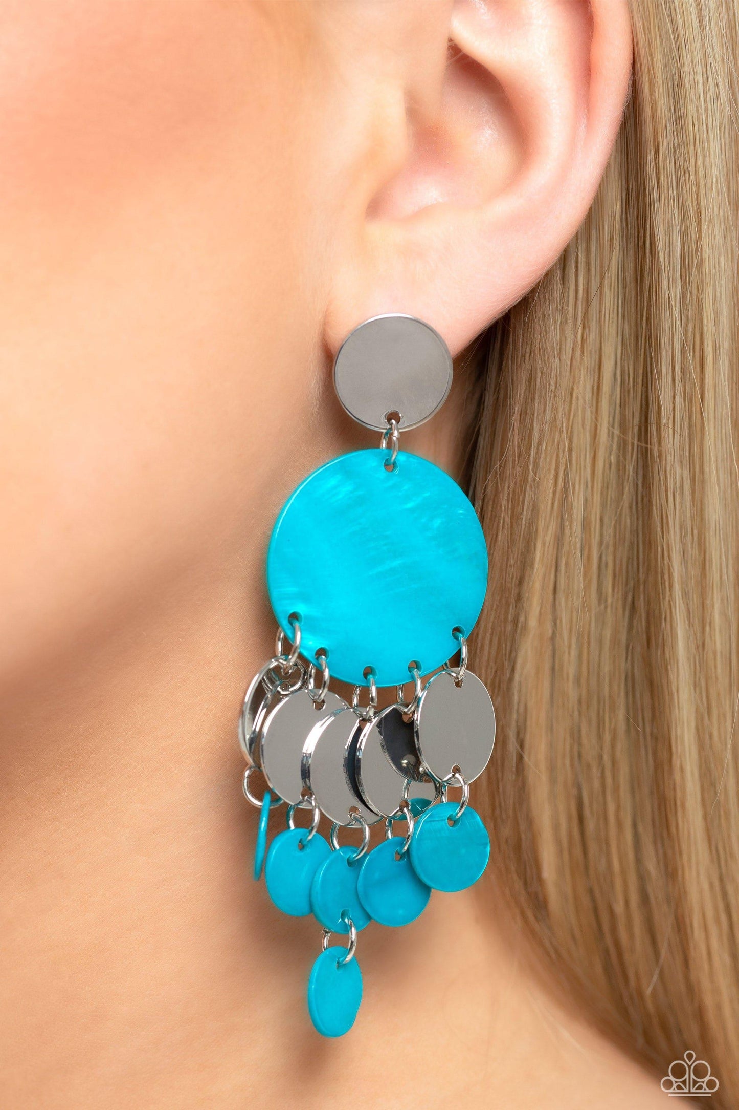 Paparazzi Accessories - Shell Of The Ball - Blue Earrings - Bling by JessieK