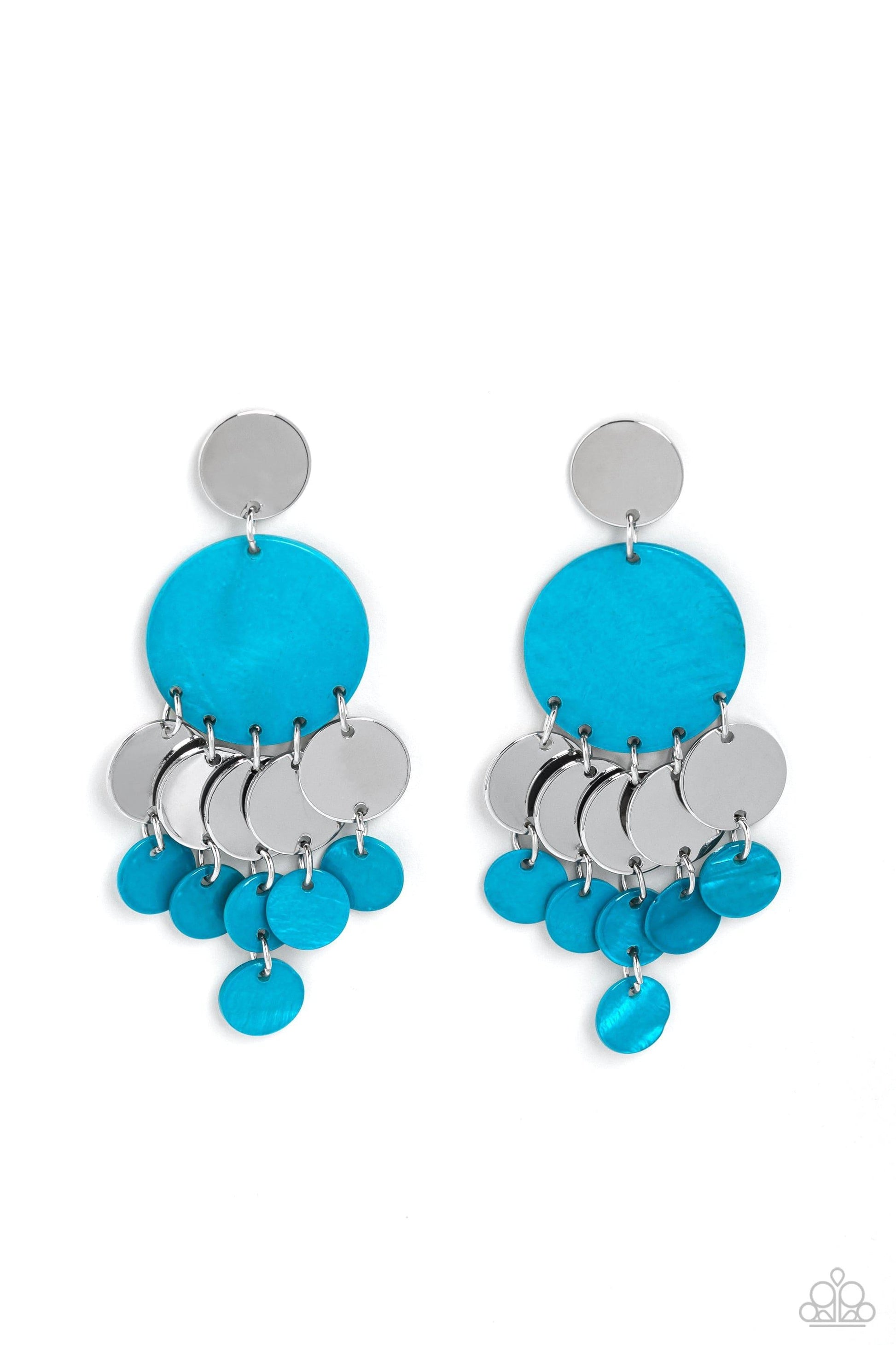 Paparazzi Accessories - Shell Of The Ball - Blue Earrings - Bling by JessieK