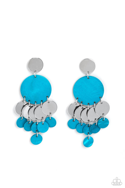 Paparazzi Accessories - Shell Of The Ball - Blue Earrings - Bling by JessieK