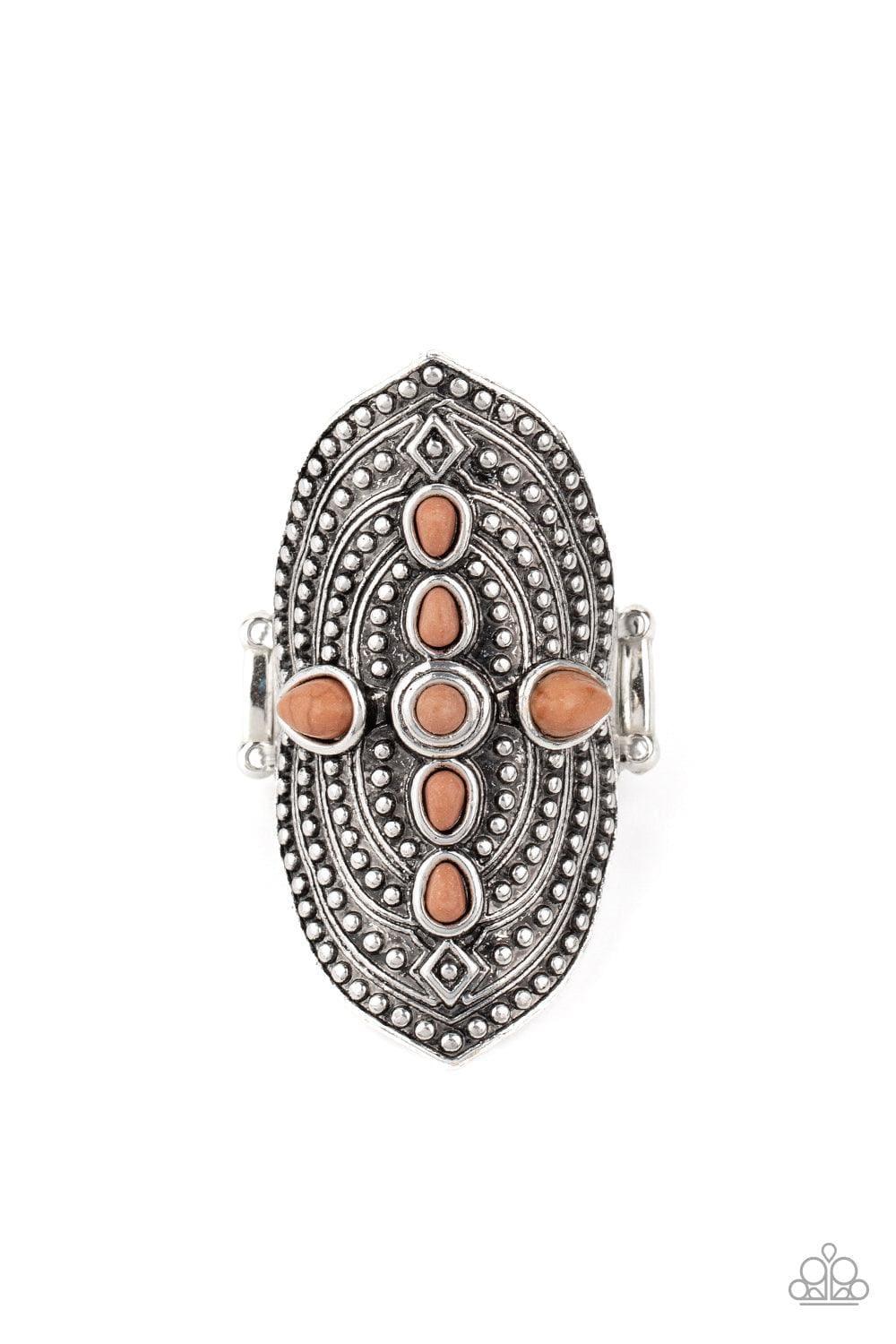 Paparazzi Accessories - Shield In Place - Brown Ring - Bling by JessieK