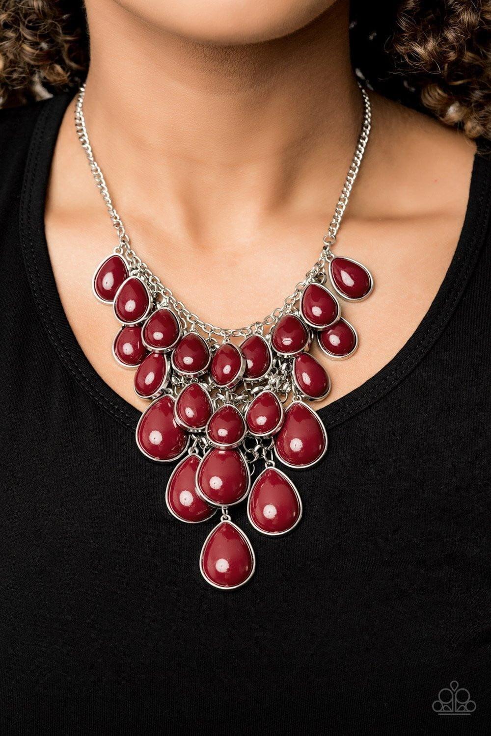 Paparazzi Accessories - Shop Til You Teardrop - Red Necklace - Bling by JessieK