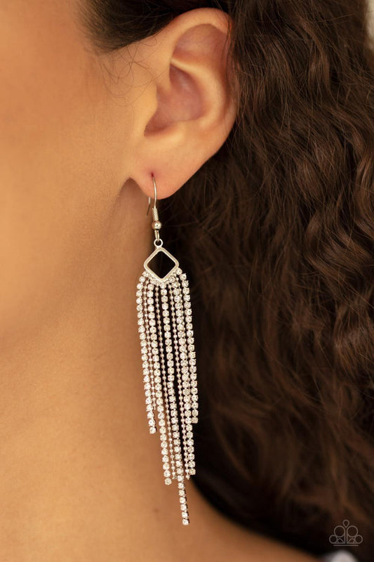Paparazzi Accessories - Singing In The Reign - White Earrings - Bling by JessieK