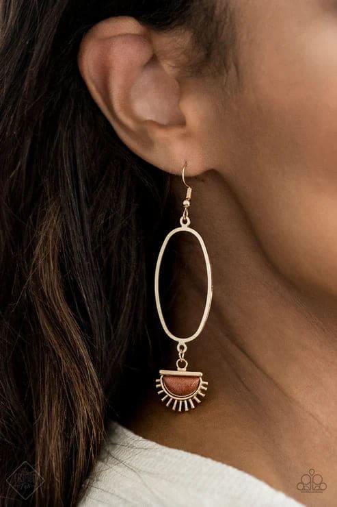 Paparazzi Accessories - Sol Purpose - Gold Earrings - Bling by JessieK