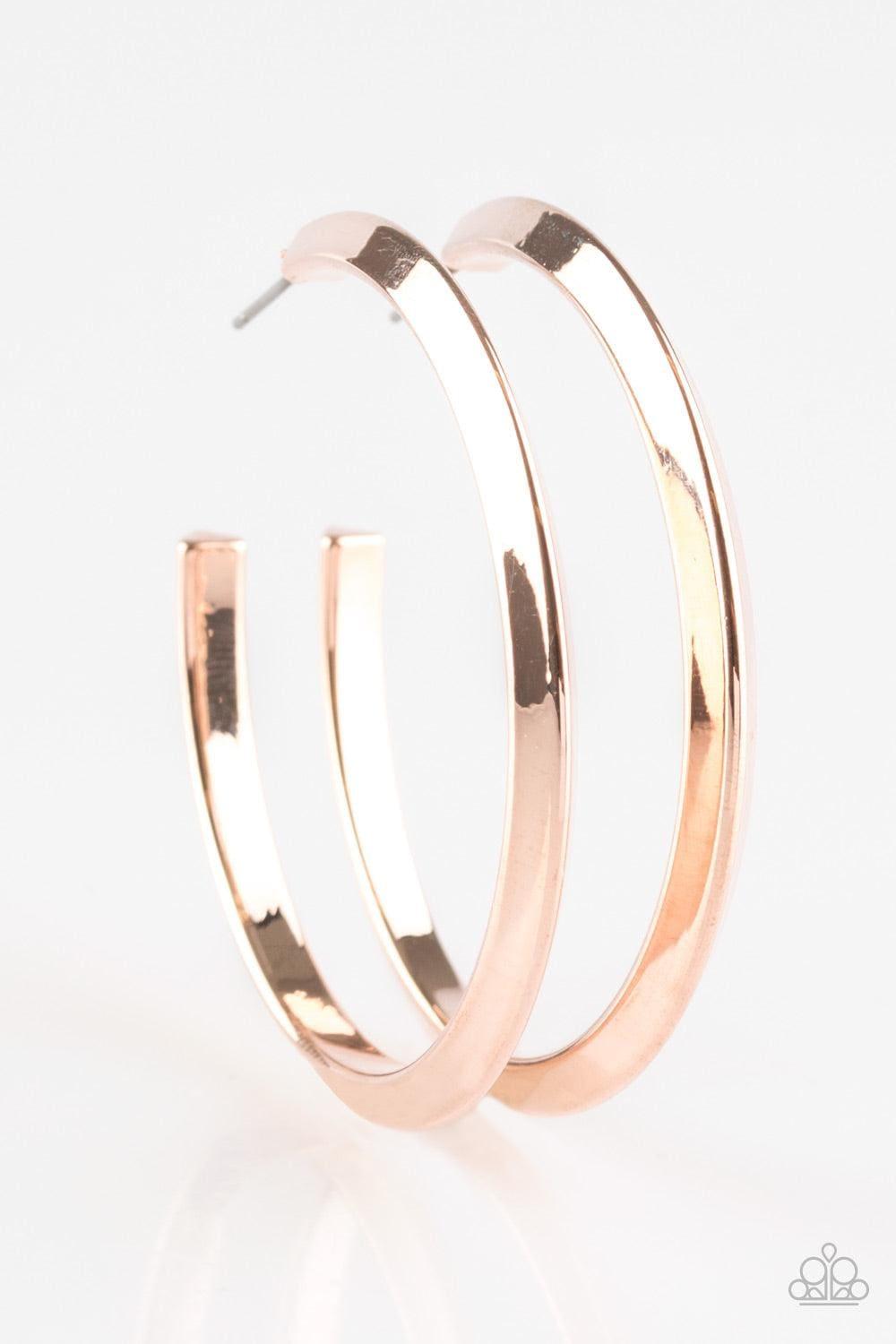 Paparazzi Accessories - Some Like It Haute - Rose Gold Hoop Earrings - Bling by JessieK